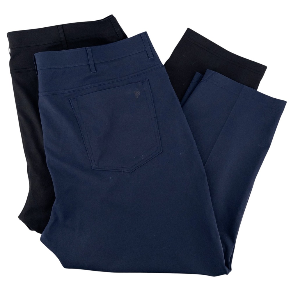 LOT OF 2 Public‎ Rec Mens 44x28 5-Pocket Chino Pants Navy Blue & Black Golf Tech